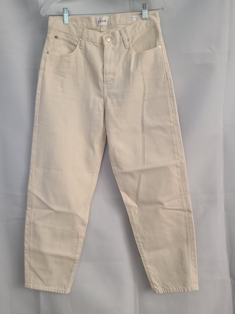 Frame Sz 26 The Candle Ivory Cream Casual High Rise Tapered Jeans